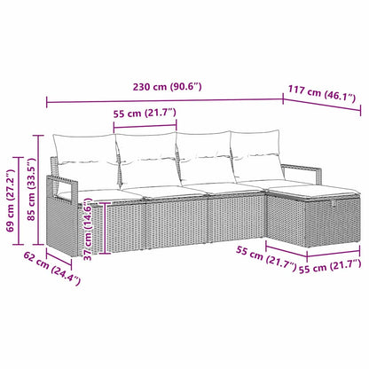 Set di divani con cuscino con archiviazione Grigio polyrattan | homemem39
