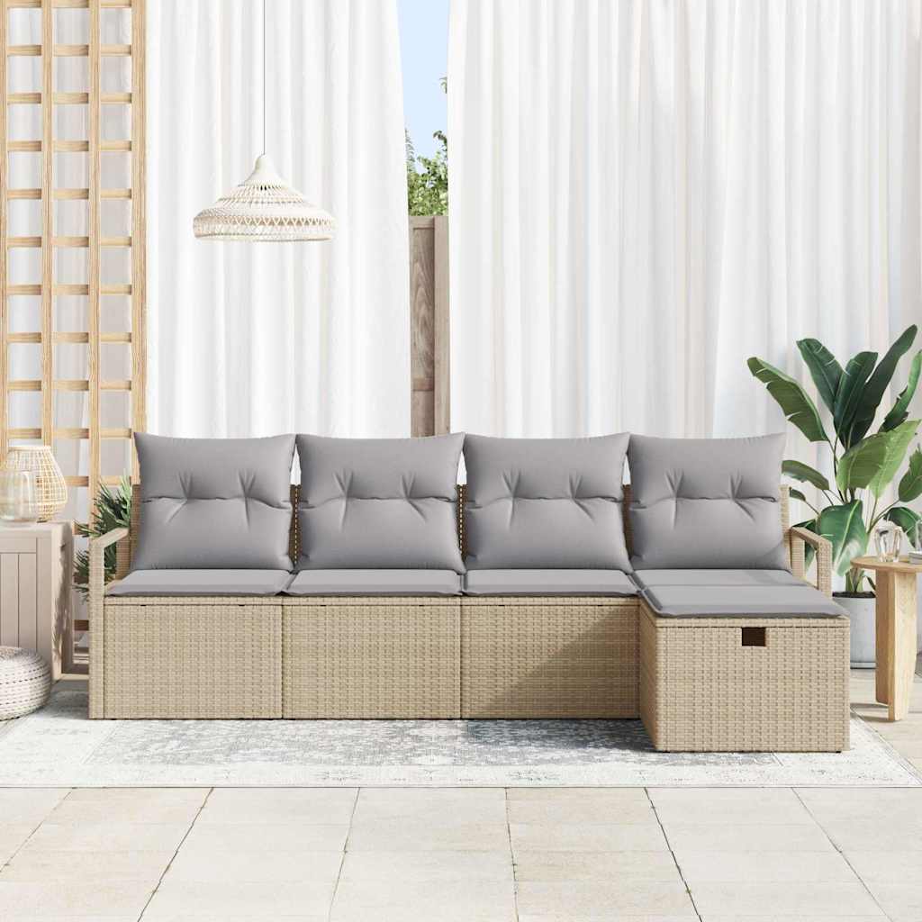 Set di divani 5 pz 5-Numero di posti Beige e Grigio Chiaro | homemem39