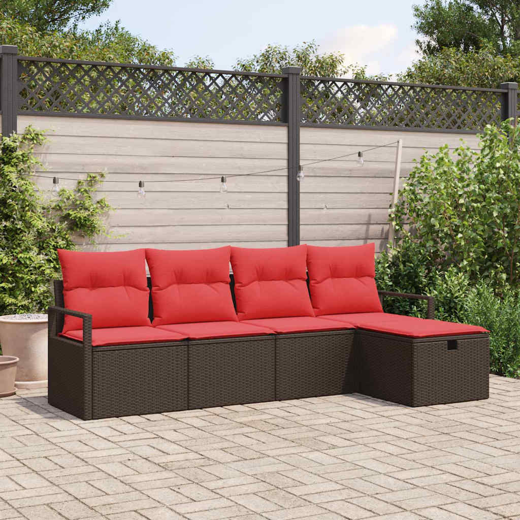 Set di divani con cuscino Marrone e Rosso polyrattan | homemem39