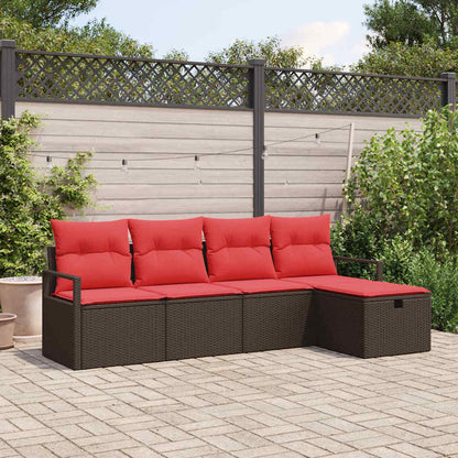 Set di divani con cuscino Marrone e Rosso polyrattan | homemem39