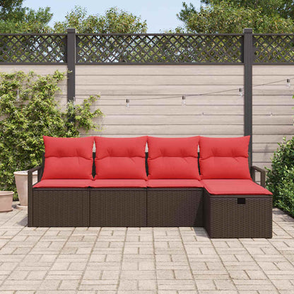 Set di divani con cuscino Marrone e Rosso polyrattan | homemem39