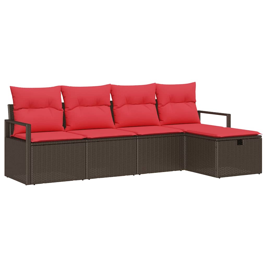 Set di divani con cuscino Marrone e Rosso polyrattan | homemem39