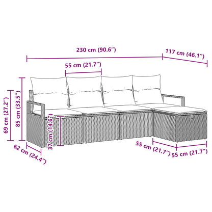 Set di divani con cuscino 5 pcs Grigio e Blu Navy polyrattan | homemem39