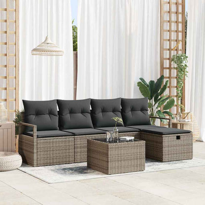 Set di divani con cuscino 6 pcs Grigio polyrattan | homemem39