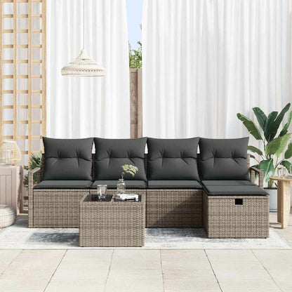 Set di divani con cuscino 6 pcs Grigio polyrattan | homemem39