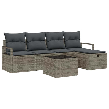 Set di divani con cuscino 6 pcs Grigio polyrattan | homemem39
