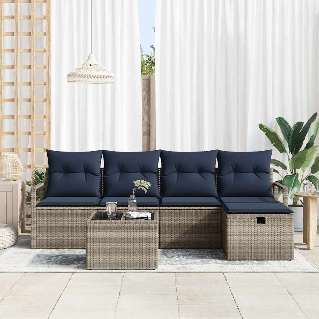 Set di divani con cuscino Grigio e Blu Navy polyrattan | homemem39