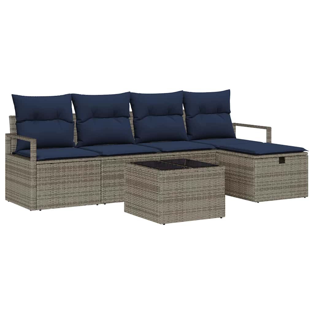 Set di divani con cuscino Grigio e Blu Navy polyrattan | homemem39