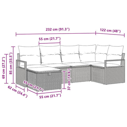 Set di divani 6 pz 6-Numero di posti Beige e Grigio Chiaro | homemem39