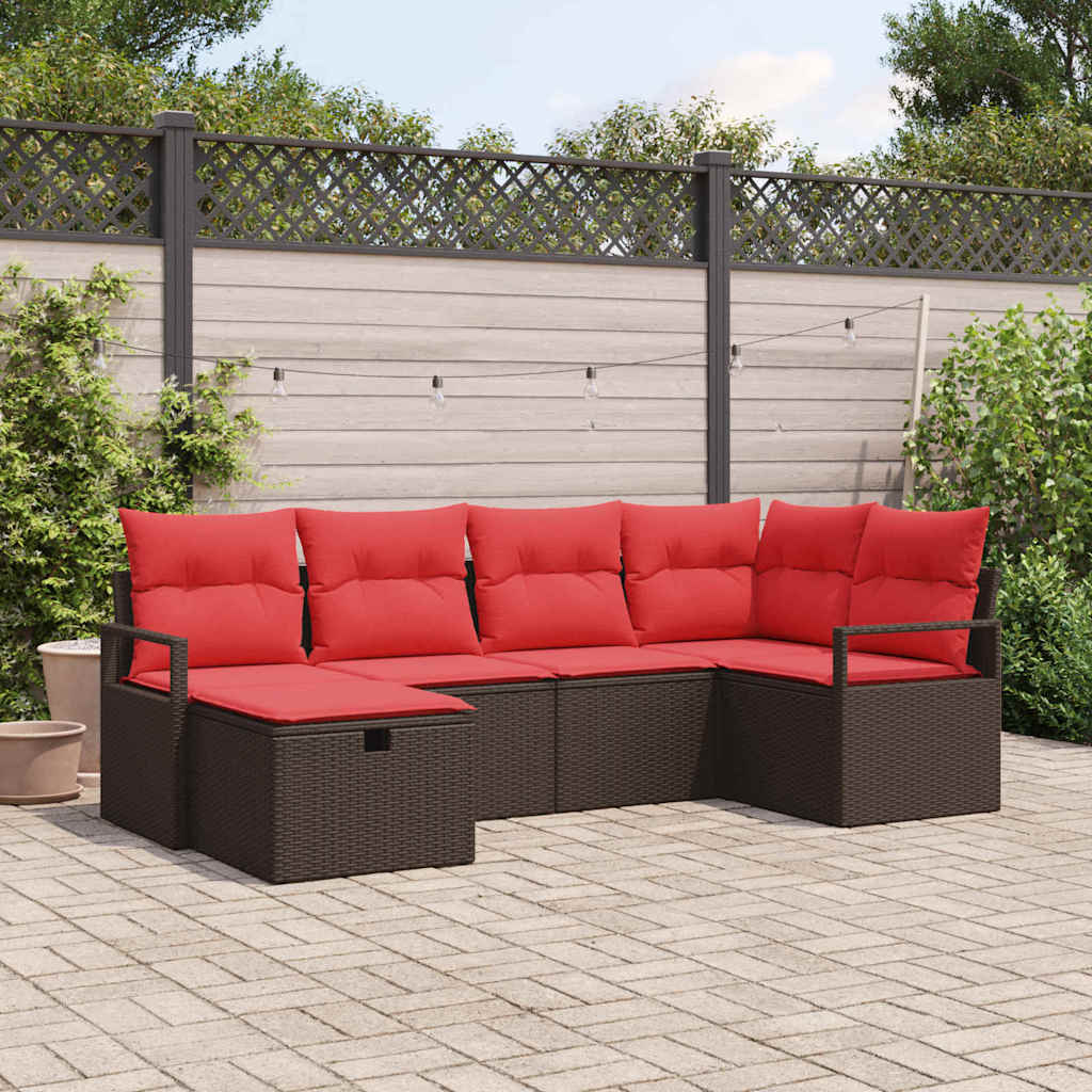 Set di divani con cuscino Marrone e Rosso polyrattan | homemem39