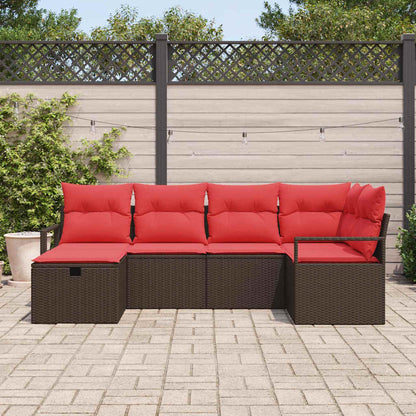 Set di divani con cuscino Marrone e Rosso polyrattan | homemem39