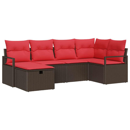Set di divani con cuscino Marrone e Rosso polyrattan | homemem39