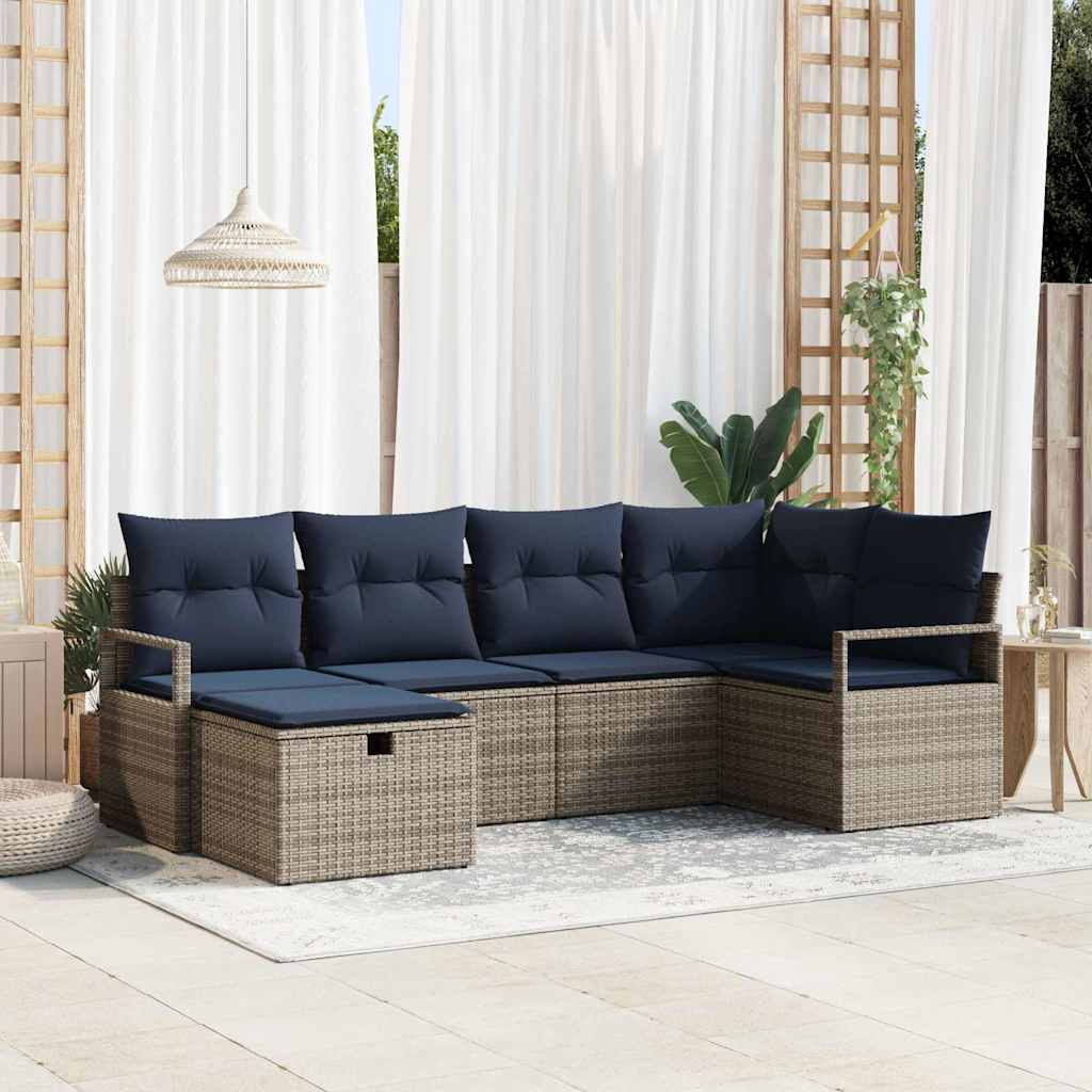 Set di divani con cuscino Grigio e Blu Navy polyrattan | homemem39