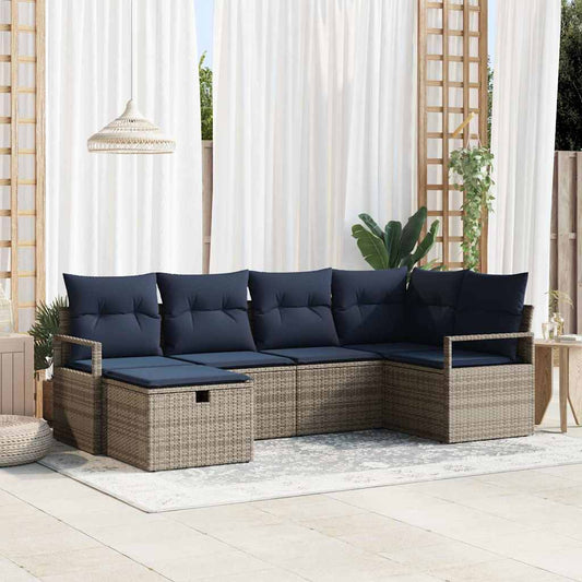 Set di divani con cuscino Grigio e Blu Navy polyrattan
