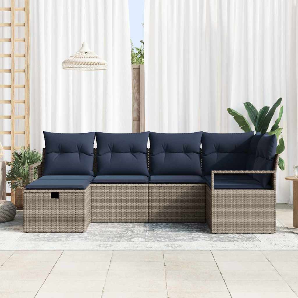 Set di divani con cuscino Grigio e Blu Navy polyrattan | homemem39