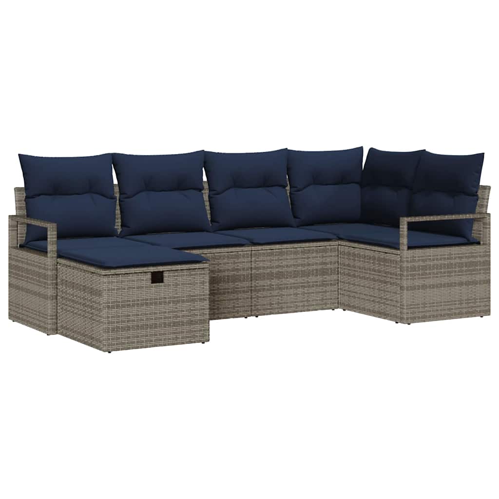 Set di divani con cuscino Grigio e Blu Navy polyrattan | homemem39