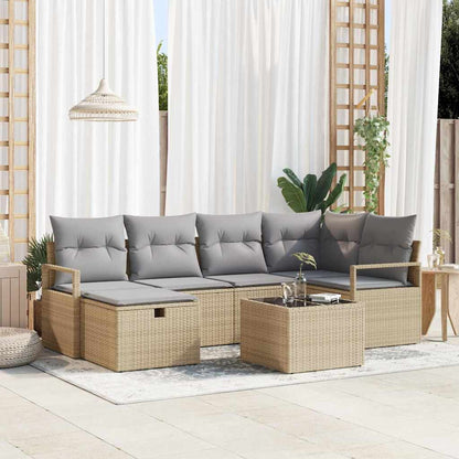 Set di divani 7 pz 6-Numero di posti Beige e Grigio Chiaro | homemem39