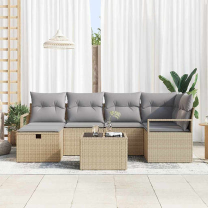 Set di divani 7 pz 6-Numero di posti Beige e Grigio Chiaro | homemem39