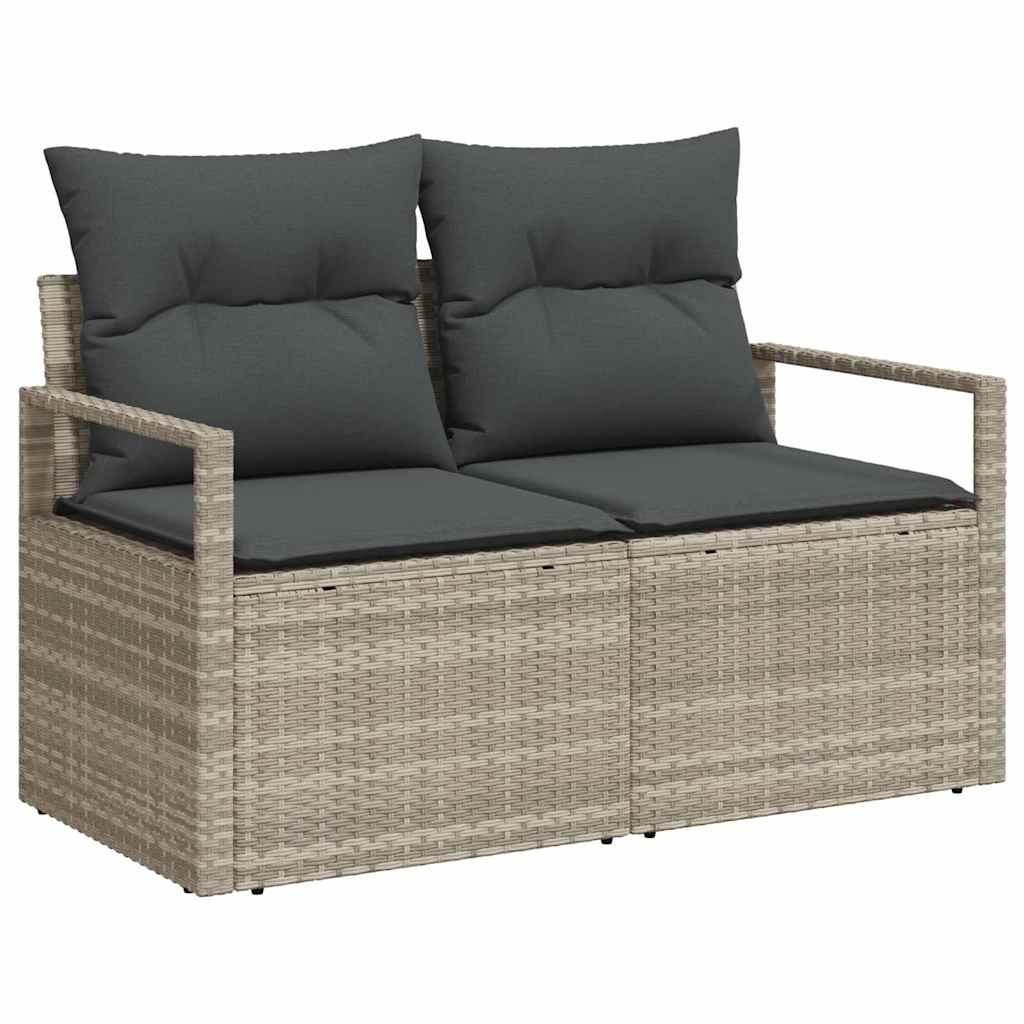 Set di divani 7 pz 6-Numero di posti Grigio chiaro polyrattan | homemem39