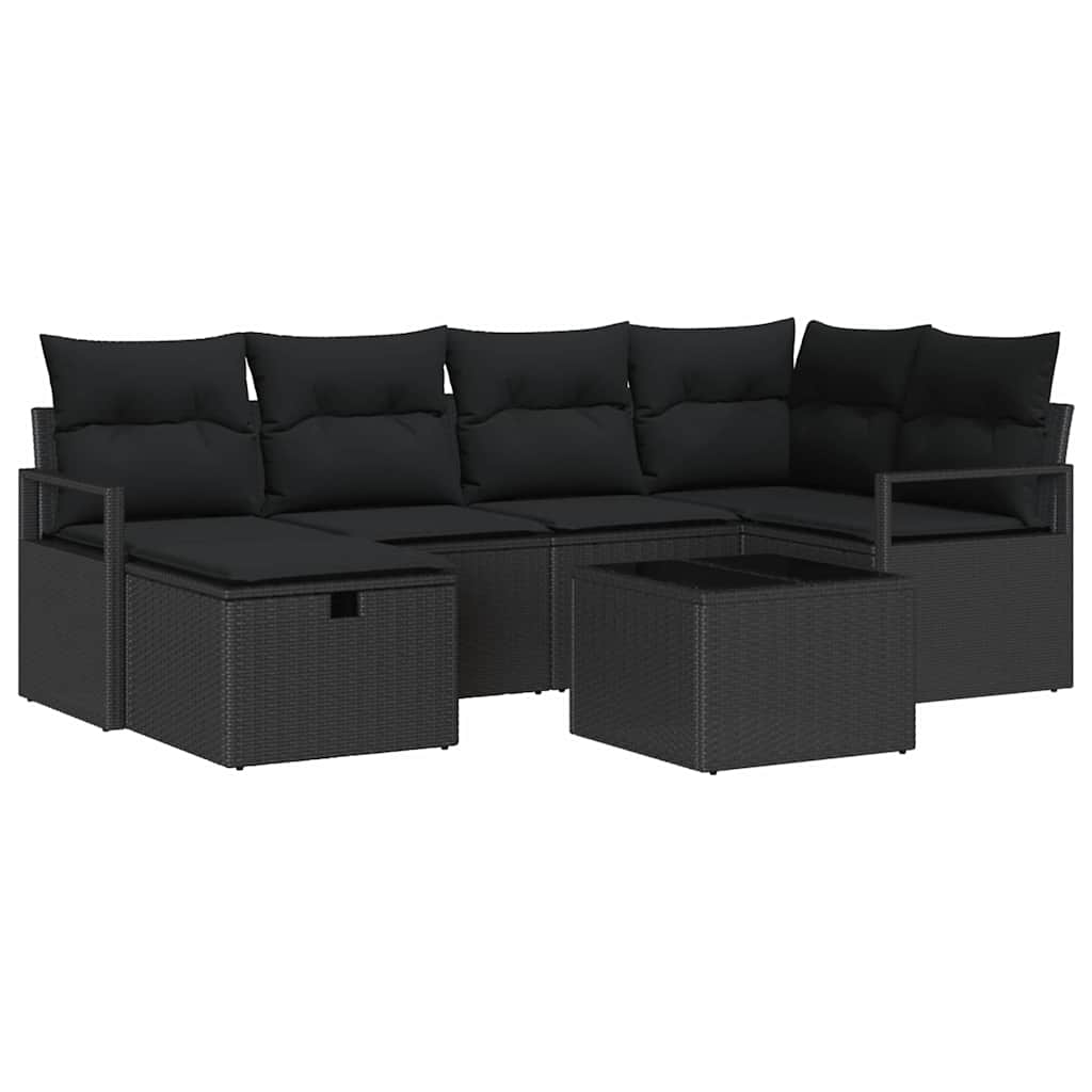 Set di divani 7 pz Nero polyrattan | homemem39