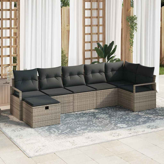 Set di divani 7 pz Grigio polyrattan | homemem39