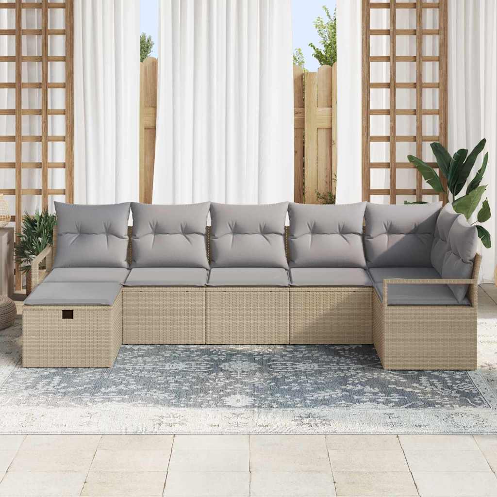 Set di divani 7 pz Beige e Grigio Chiaro polyrattan | homemem39