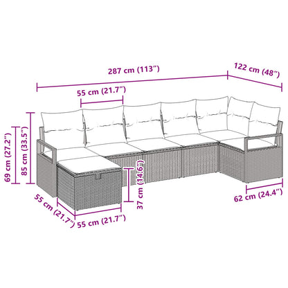 Set di divani con cuscino 7 pcs Marrone e Rosso polyrattan | homemem39