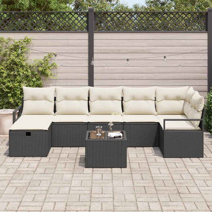 Set di divani 8 pz 7-Numero di posti Nero e Crema polyrattan | homemem39
