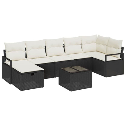 Set di divani 8 pz 7-Numero di posti Nero e Crema polyrattan | homemem39