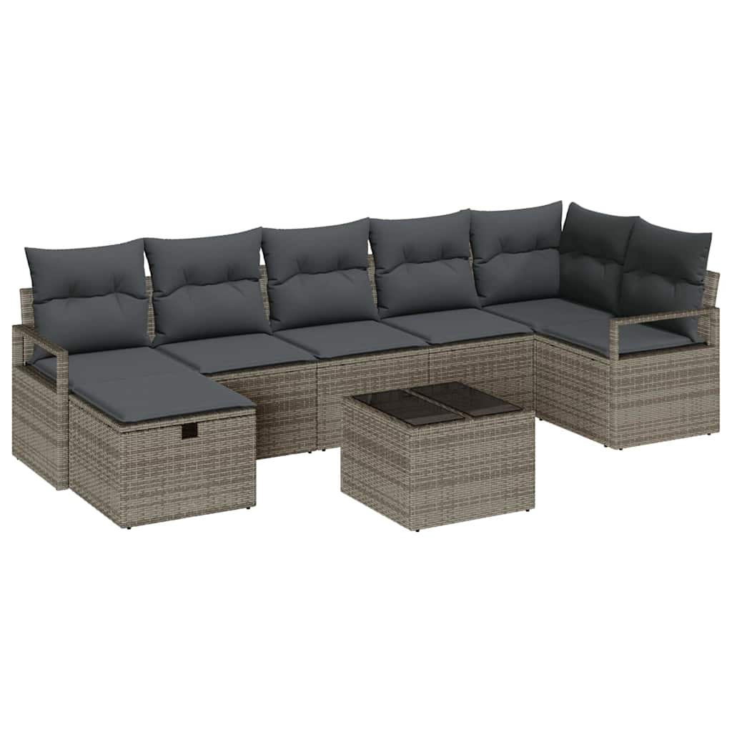 Set di divani con cuscino 8 pcs Grigio polyrattan | homemem39