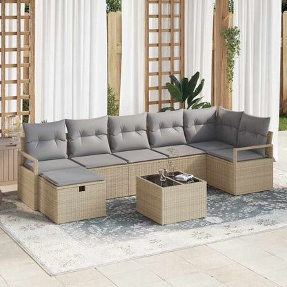 Set di divani 8 pz Beige e Grigio Chiaro polyrattan | homemem39