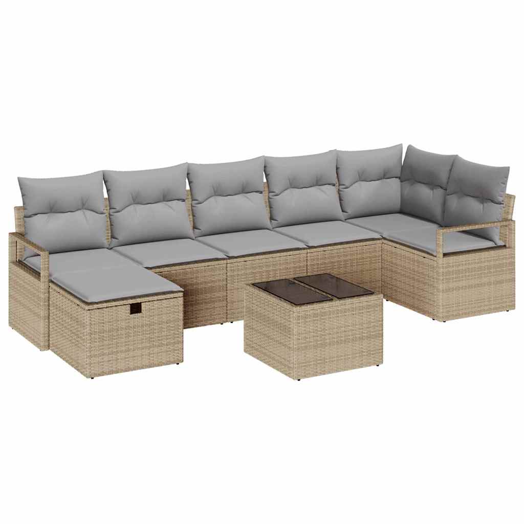 Set di divani 8 pz Beige e Grigio Chiaro polyrattan | homemem39