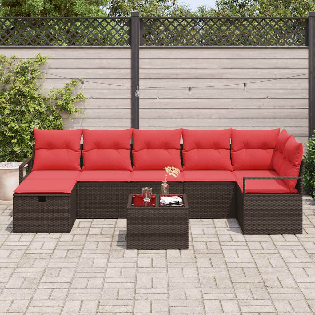 Set di divani con cuscino Marrone e Rosso polyrattan | homemem39