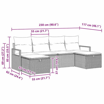 Set di divani con cuscino 6 pcs Grigio polyrattan | homemem39