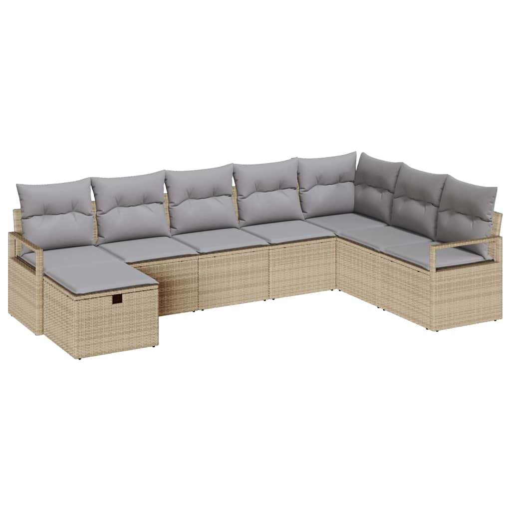 Set di divani 8 pz 8-Numero di posti Beige e Grigio Chiaro | homemem39