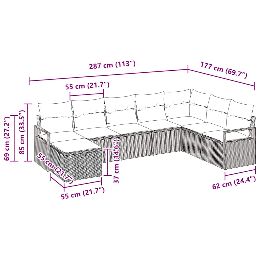 Set di divani con cuscino Grigio chiaro polyrattan | homemem39