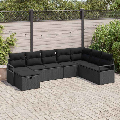 Set di divani con cuscino 8 pcs Nero polyrattan | homemem39