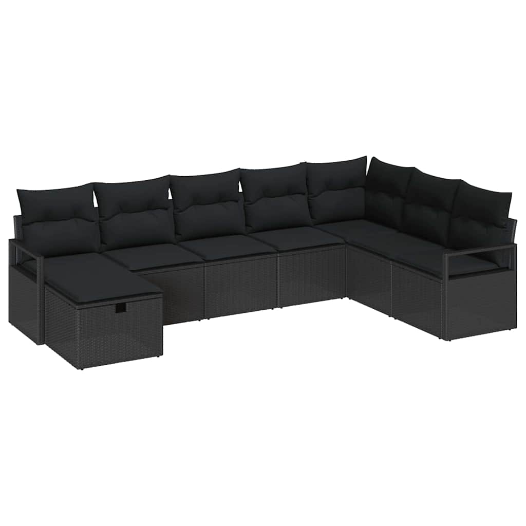 Set di divani con cuscino 8 pcs Nero polyrattan | homemem39