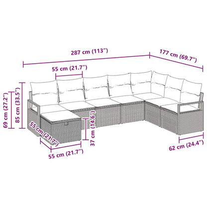 Set di divani con cuscino 8 pcs Nero polyrattan | homemem39