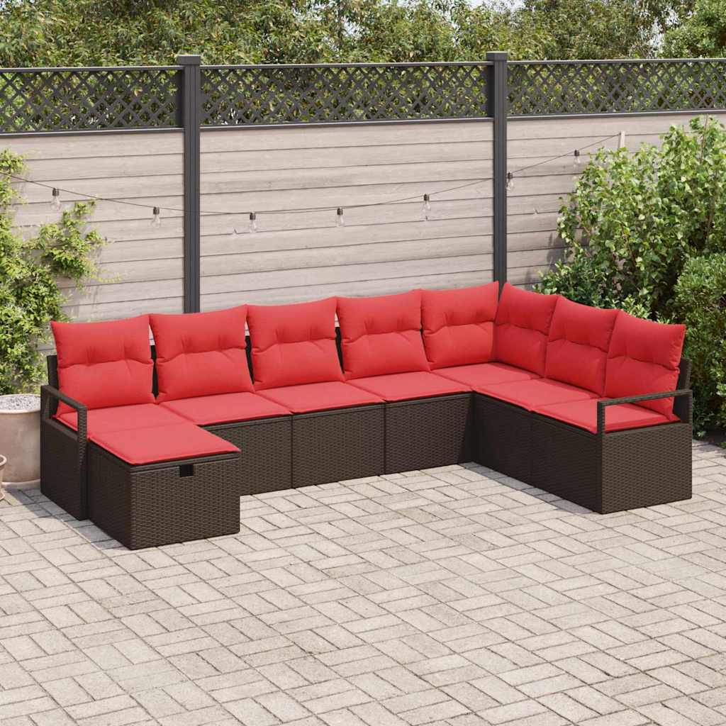 Set di divani con cuscino 8 pcs Marrone polyrattan | homemem39