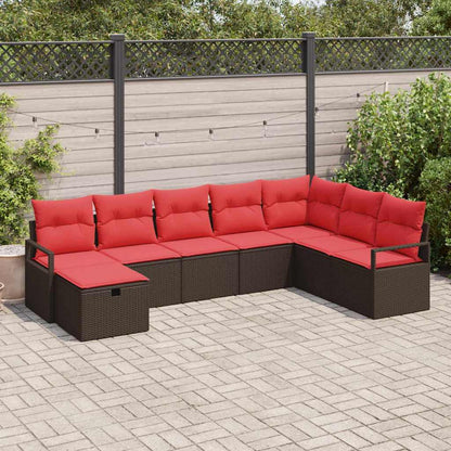 Set di divani con cuscino 8 pcs Marrone polyrattan | homemem39
