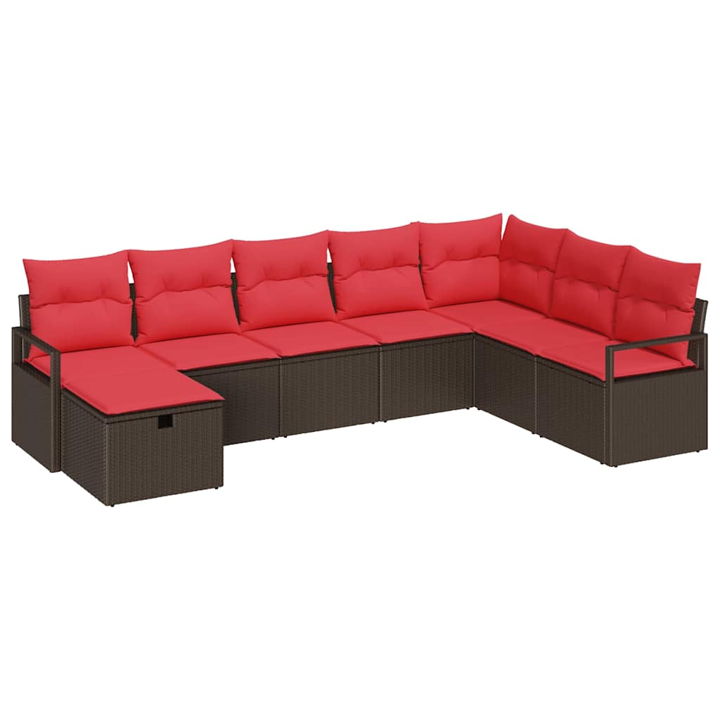 Set di divani con cuscino 8 pcs Marrone polyrattan | homemem39