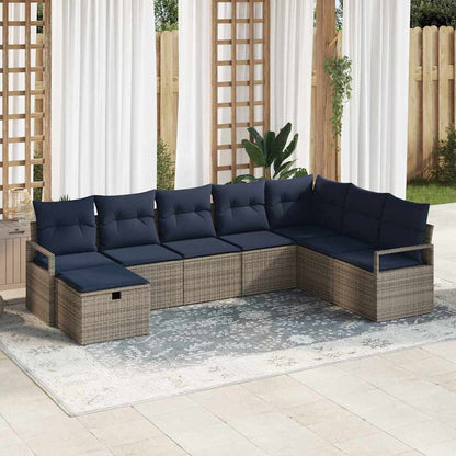 Set di divani con cuscino 8 pcs Grigio polyrattan | homemem39