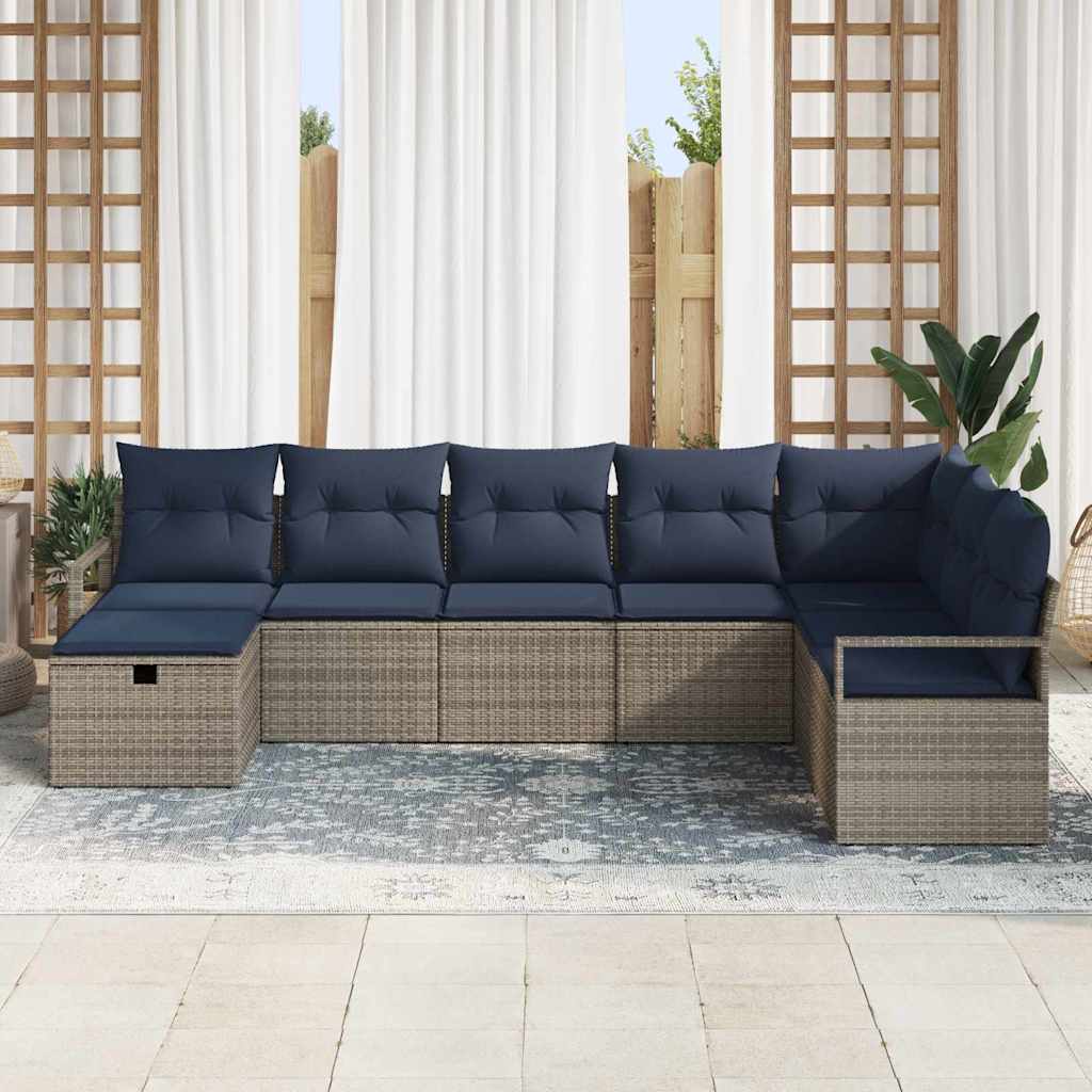 Set di divani con cuscino 8 pcs Grigio polyrattan | homemem39