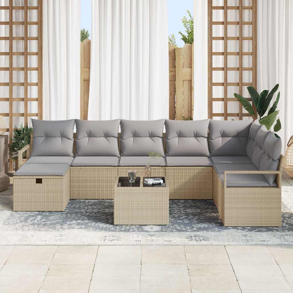 Set di divani con cuscino Beige e Grigio Chiaro polyrattan