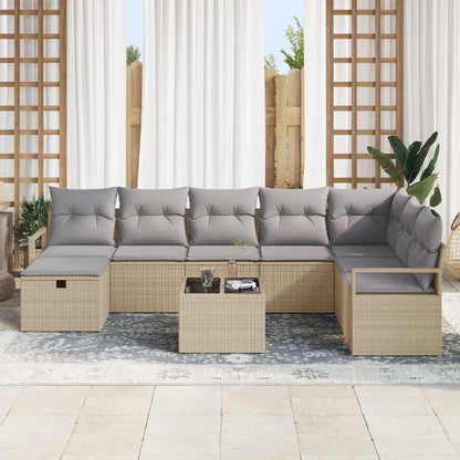 Set di divani con cuscino Beige e Grigio Chiaro polyrattan