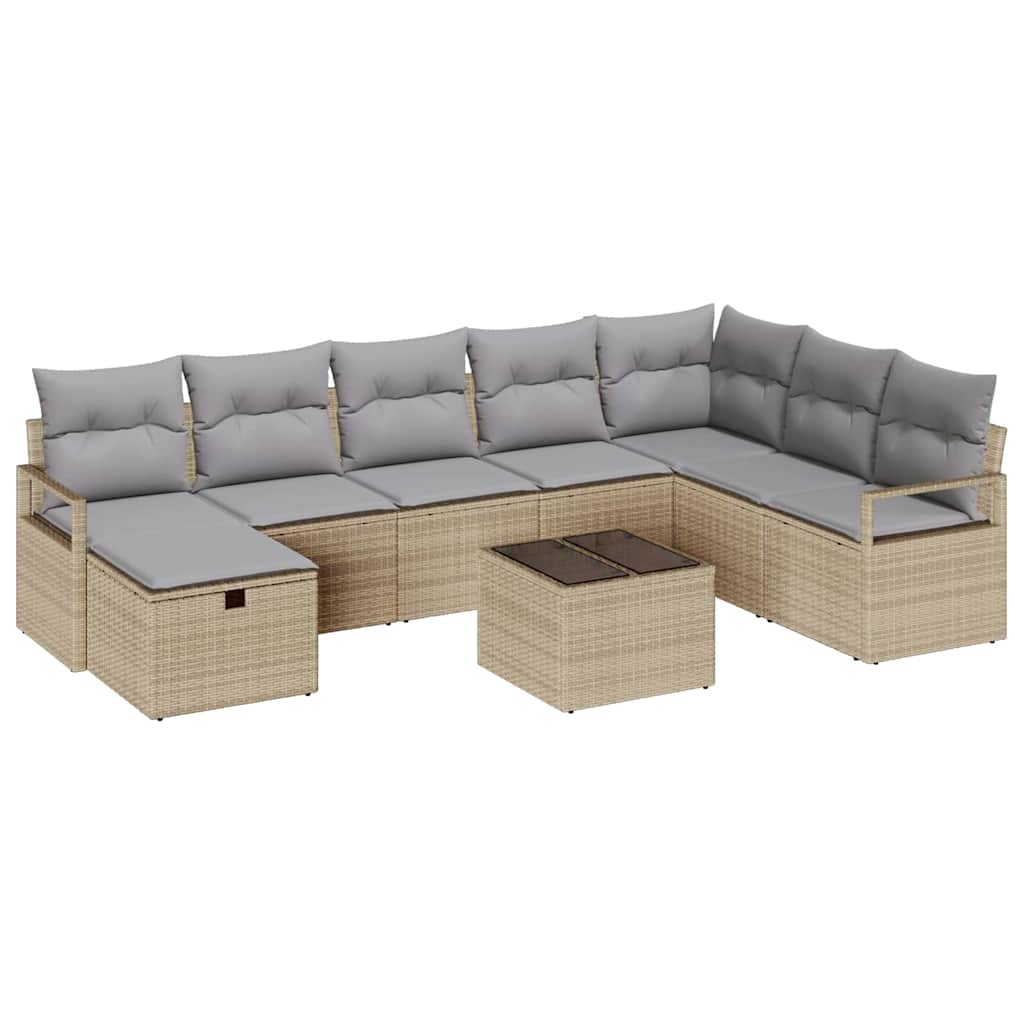 Set di divani con cuscino Beige e Grigio Chiaro polyrattan