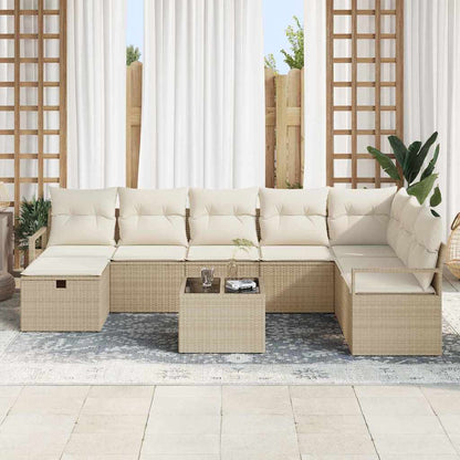 Set di divani con cuscino 9 pcs Beige e Crema polyrattan | homemem39