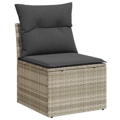 Set di divani 9 pz 8-Numero di posti Grigio chiaro polyrattan