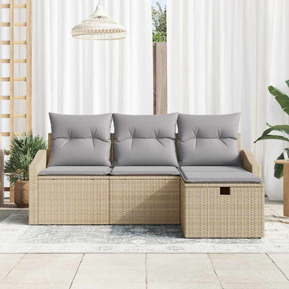 Set di divani con cuscino 4 pcs Beige polyrattan